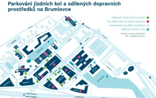 Parkování kol na Brumlovce a kolárny
